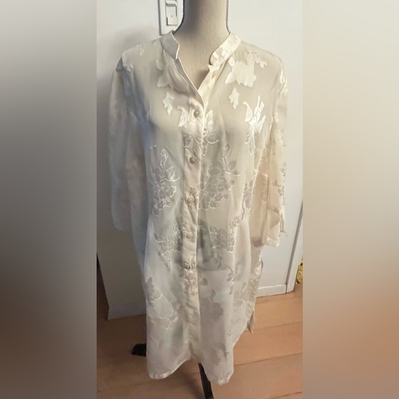 Tradition Tops - Tradition Sheer Cream Tunic Top XXL